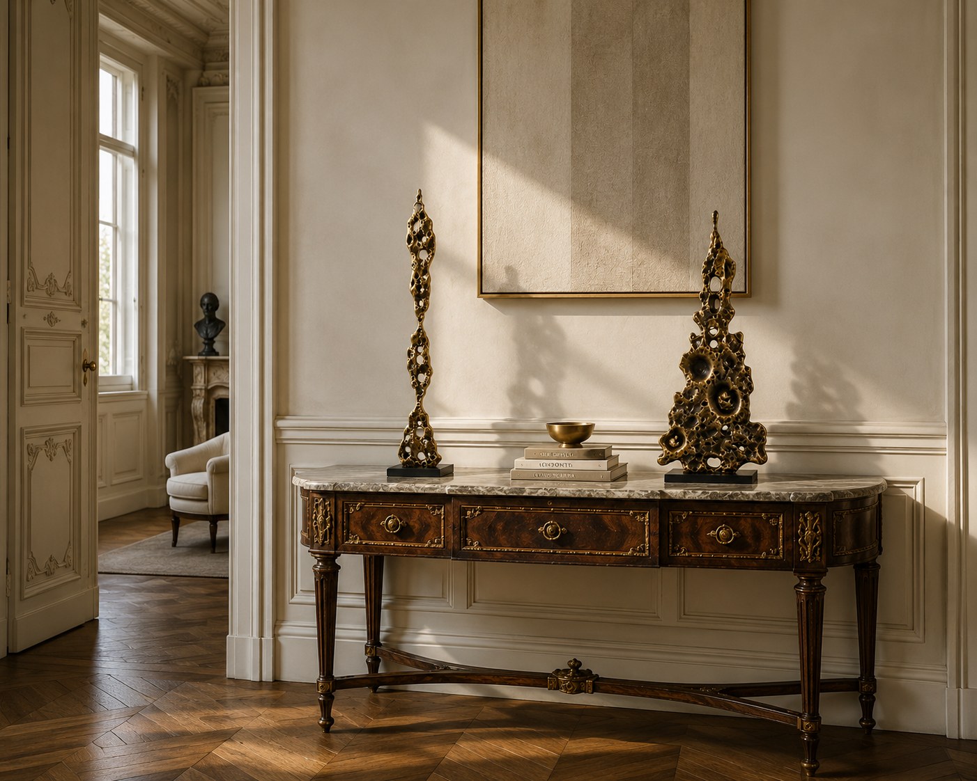 Organica sculpture on a console table