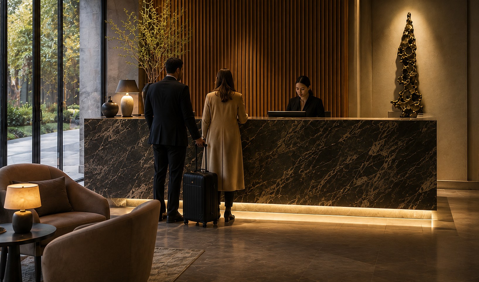 A piece in a hotel lobby